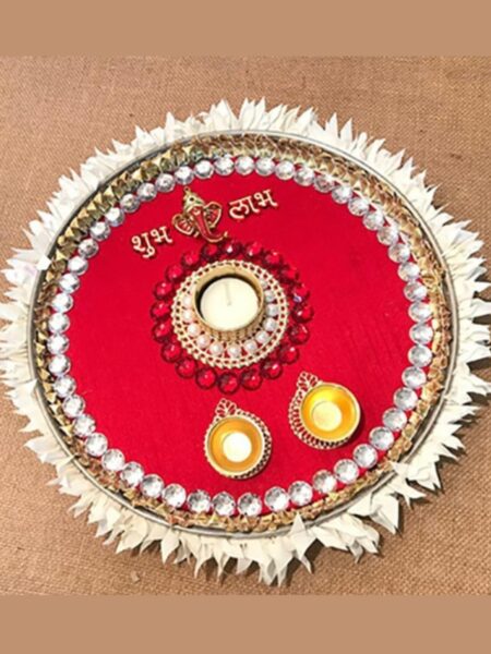 Shubh Labh Pooja Thali Red
