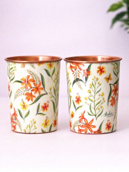 Summer Blossoms Copper Tumblers - Set of 2
