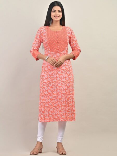 Swasti Floral Printed Gotta Patti Pure Cotton Kurta