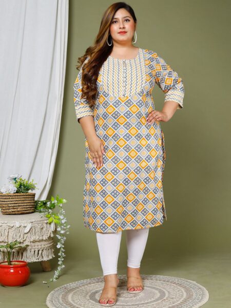 Swasti Geometric Printed Gotta Patti Pure Cotton Kurta