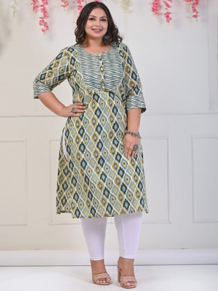Swasti Plus Size Abstract Printed Pure Cotton Kurta