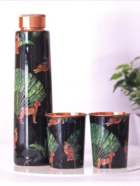 The Leopard Print Copper Bottle and Tumbler Set