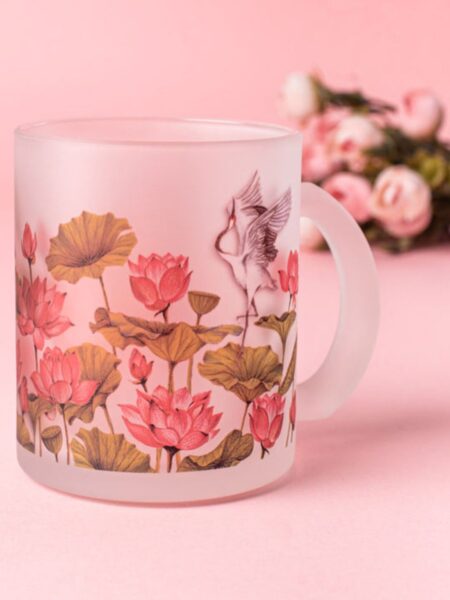 The Lotus Field Frosted Glass Mug