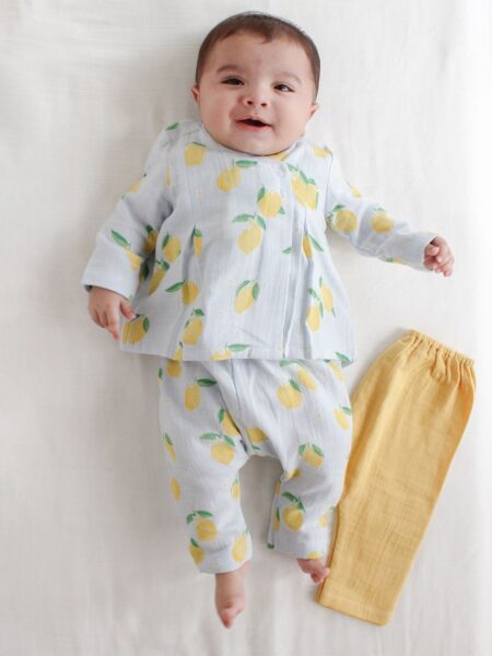 Tiber Taber Kids Printed Pure Cotton Jhabla With Pyjamas