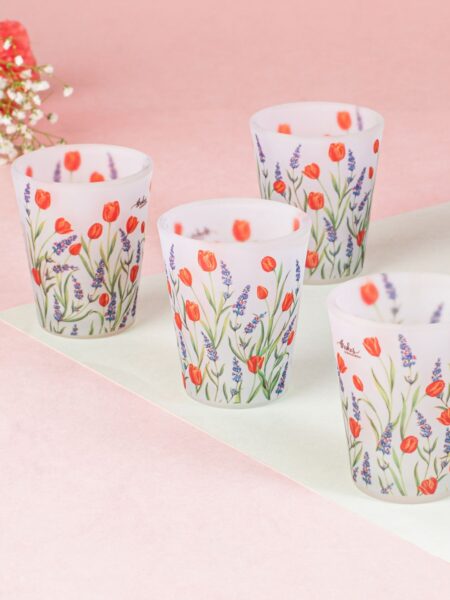 Tulip and Lavender Frosted Shot Glasses - Set of 4