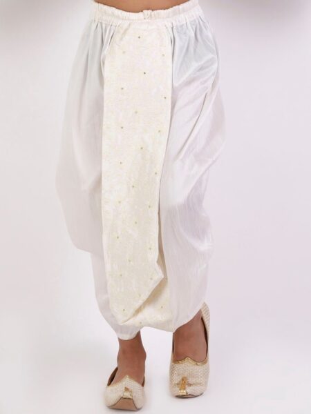 VASTRAMAY Boys Cream-Coloured Embroidered Dhoti