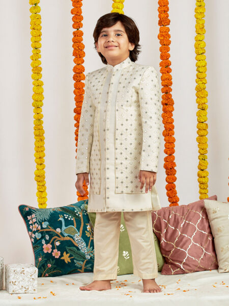 Boys' Cream Sherwani Set