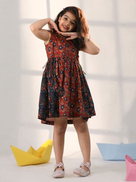 Girls' Rust And Navy blue Dress