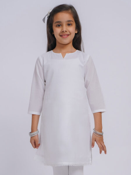 VASTRAMAY Girls' White Only Kurta