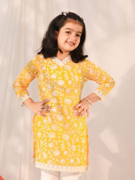 Girls' Yellow Only Kurta