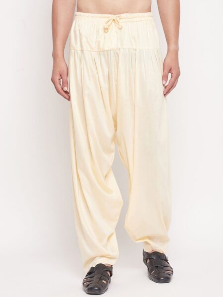 VASTRAMAY Men Gold-Coloured Solid Loose Fit Patiala Salwar