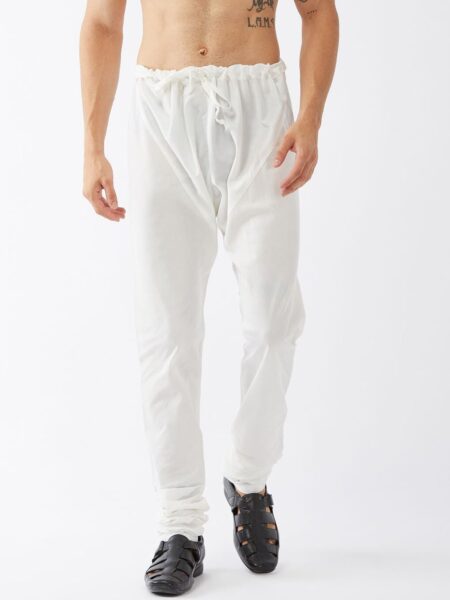 VASTRAMAY Men White Solid Relaxed-Fit Churidar