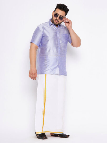 Men's Plus Size Lavender Shirt And Mundu Set