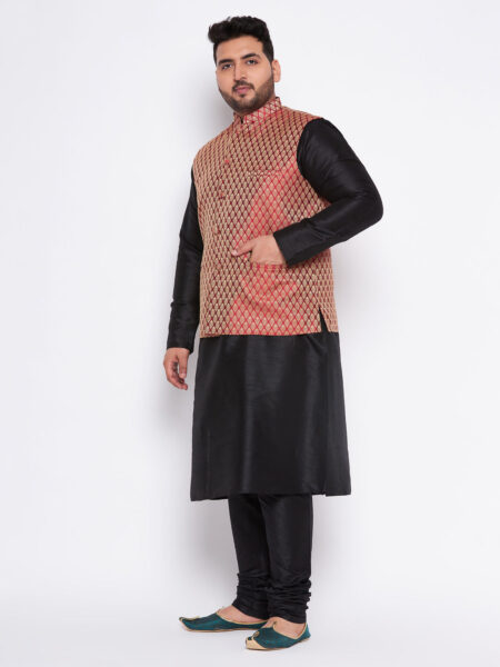 Men’s Plus Size Grey Silk Blend Kurta