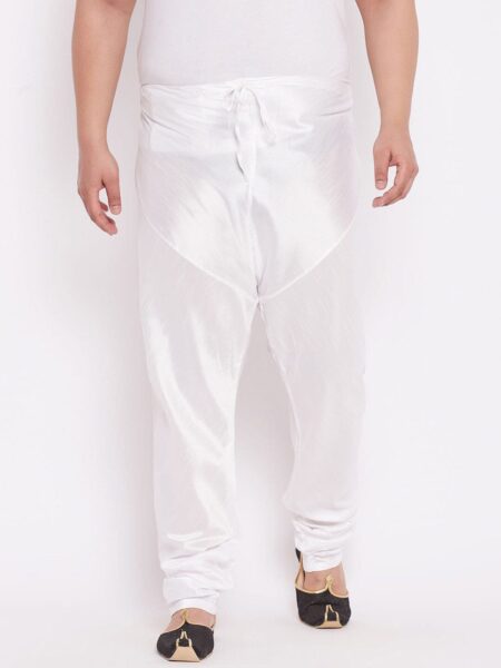 VASTRAMAY PLUS Men Plus Size White Silk Blend Churidar