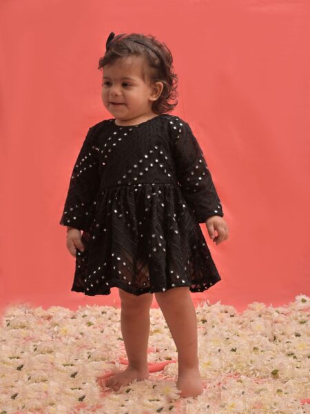 Girl's Black Mirror Kurta