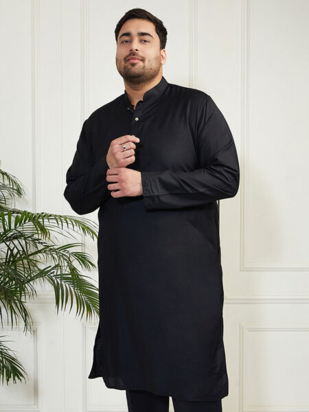 Men's Black Viscose Kurta