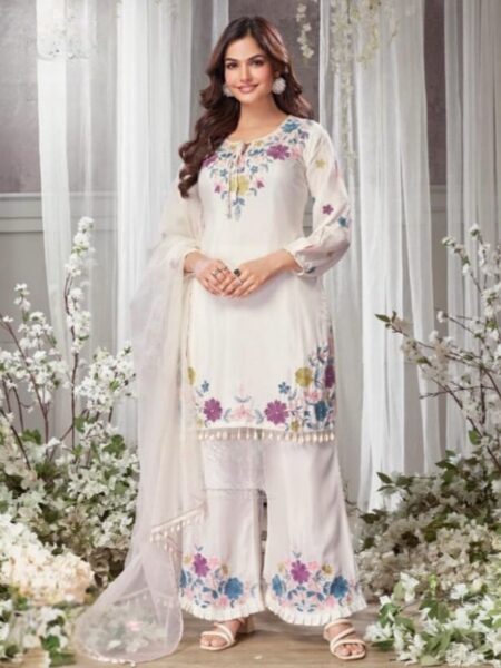 White Muslin Fancy Salwar Suit