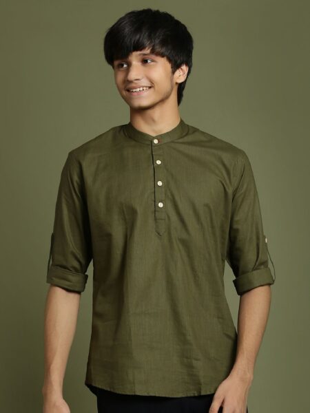 Boys Mint Green Short Kurta