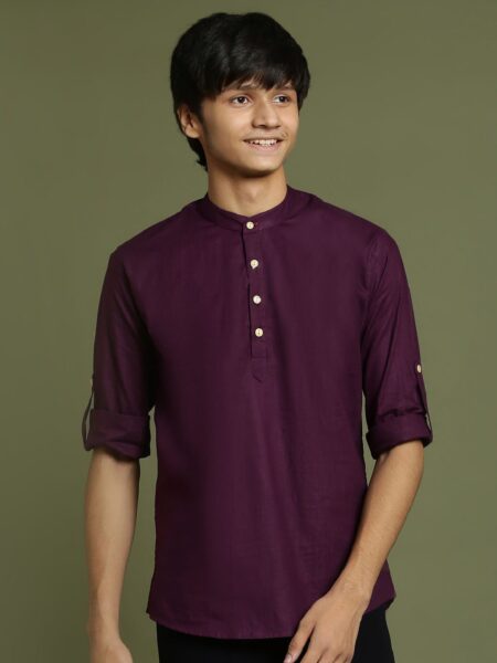 Boys Purple Short Kurta