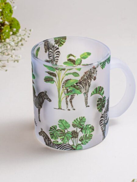 Zebra Print Frosted Glass Mug