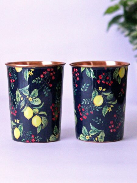 Zesty Lemon Copper Tumblers - Set of 2