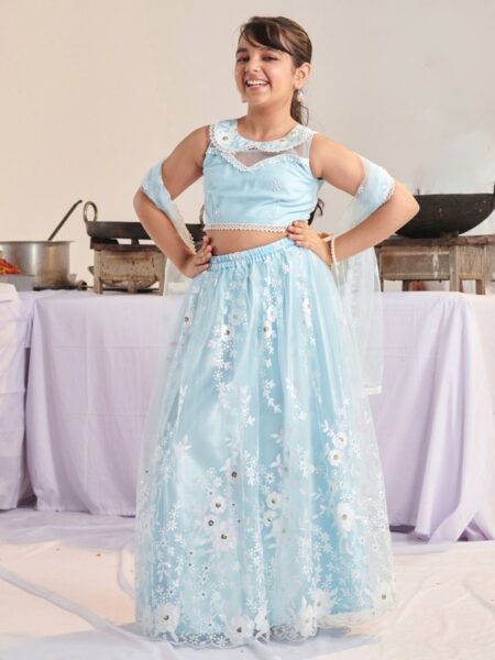 pspeaches Girls Printed Ready to Wear Lehenga & Blouse With Dupatta