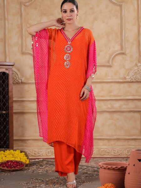 Ambika Leheriya Kaftan Set
