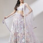 Net Multi-Sequins Work Semi-Stitched Lehenga Lavender