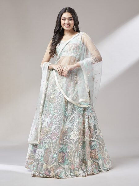Panchhi Net Multi-Sequins Work Semi-Stitched Lehenga