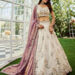 PURPLE - Tissue Fabric with Sequinse & Thread embroidery Semi-Stitched Lehenga choli & Dupatta