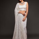 FABPIXEL Embellished Sequinned Pure Georgette Saree