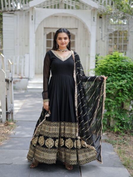 Black Gown Dupatta Collections