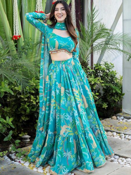 Lavanya The Label Floral Printed Beads & Stones Ready to Wear Lehenga Choli