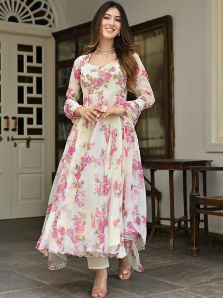 Lavanya The Label Floral Printed Regular Kurta With Trousers & Dupatta
