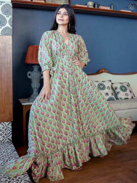 Lavanya The Label Green Floral Maxi Dress