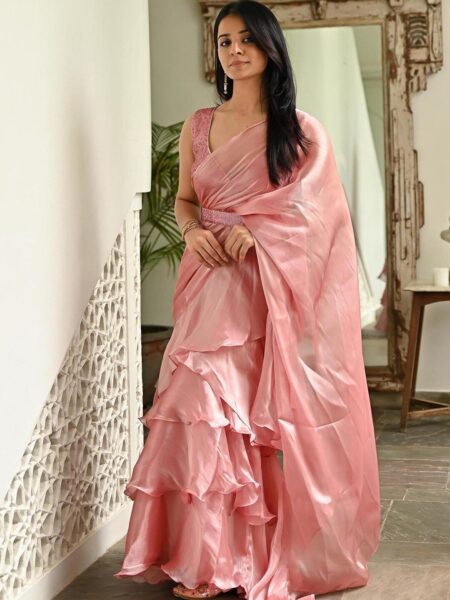 Lavanya The Label Pink Organza Saree
