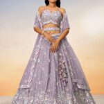Mauve Chiffon Sequins and thread embroidery Semi-Stitched Lehenga choli & Dupatta