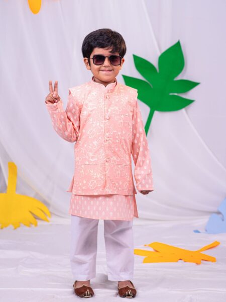 Boys' Peach Nehru Jacket
