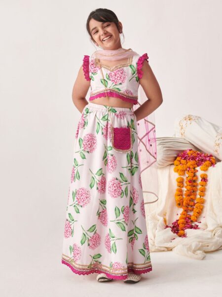 Girls Printed Ready to Wear Lehenga & Blouse With Dupatta