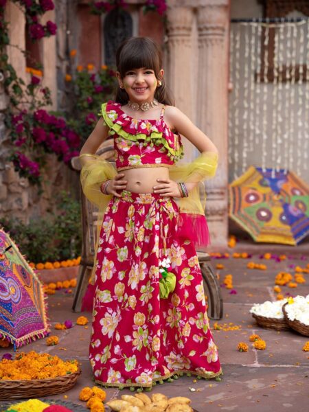 Girls Printed Ready to Wear Lehenga & Blouse With Dupatta