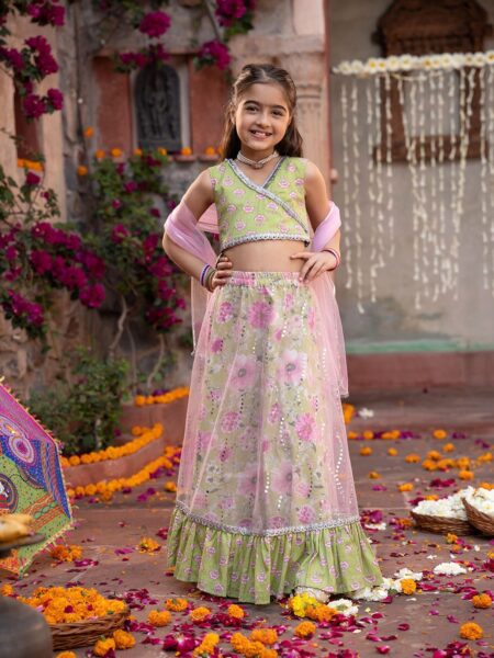 Girls Printed Ready to Wear Lehenga & Blouse With Dupatta