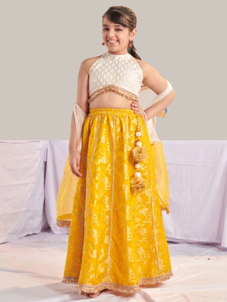 pspeaches Girls Printed Ready to Wear Lehenga & Blouse With Dupatta