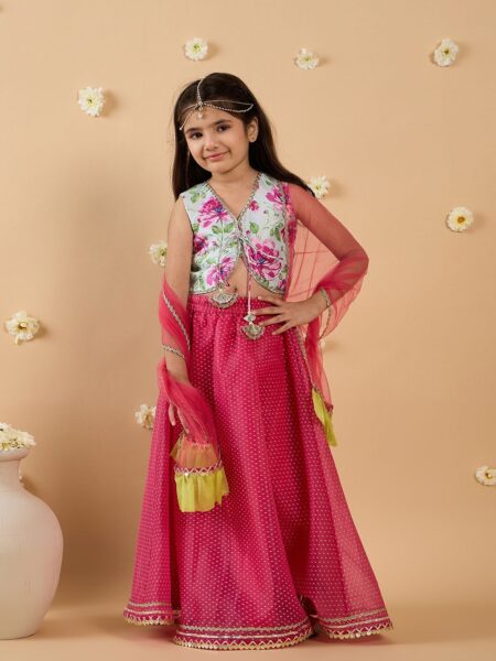Girls Printed Ready to Wear Lehenga & Blouse With Dupatta