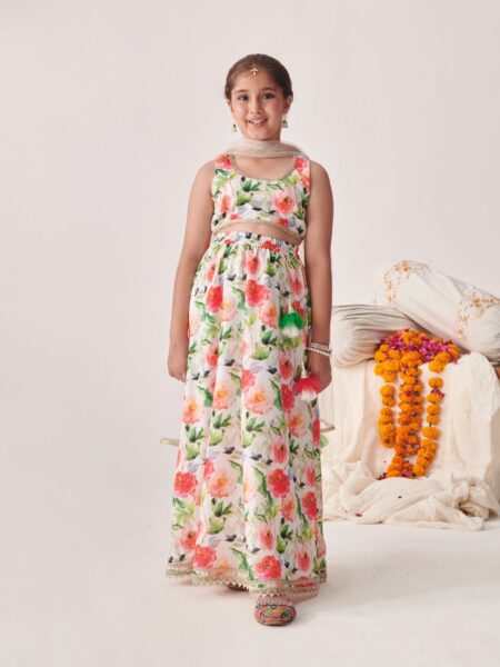 Girls Printed Ready to Wear Lehenga Choli With Dupatta