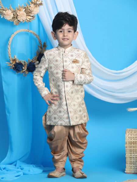 Boy's Gold Sherwani Set