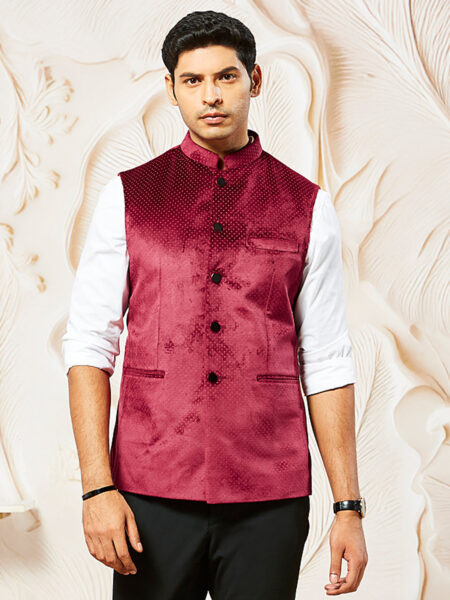 Men's Maroon - Nehru Jacket