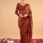 Embellished Sequinned Saree With Unstitched Blouse Piece