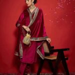 Embroidered Velvet Dupatta with Zari