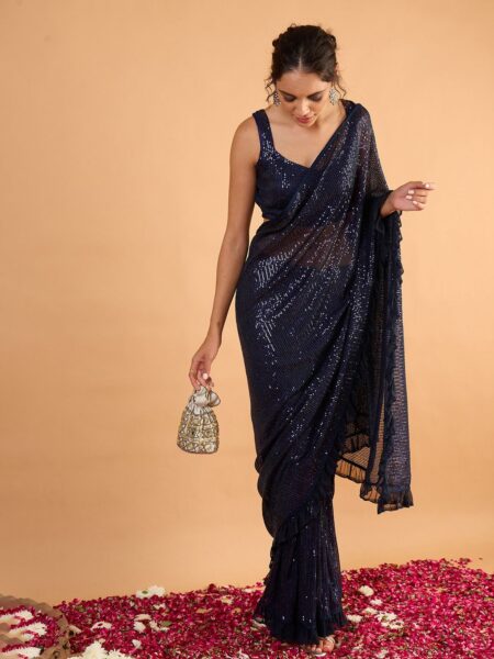 Women Embellished Sequinned Heavy Work Saree